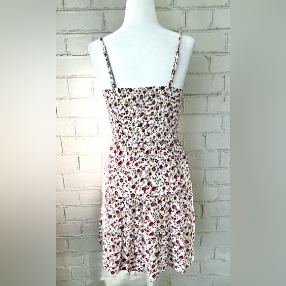 Hollister Red & White Spaghetti Strap Smocked-Top Floral Mini Sundress, Size XS - Picture 3 of 12